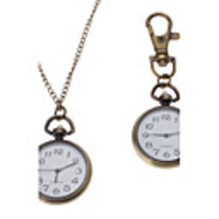 Unisex Alloy Analog Quartz Keychain Necklace Watch (Bronze)
