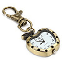 Unisex Alloy Analog Quartz Keychain Watch with apple (Bronze)