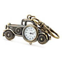 Unisex Alloy Analog Quartz Keychain Watch with Retro Car (Bronze)