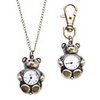 Unisex Bear Style Alloy Analog Quartz Keychain Necklace Watch (Bronze)