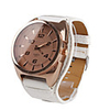 Unisex Big Dial Wide PU Leather Band Student Style Quartz Wrist Watch - White