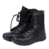 Unisex Boots Flat Heel Round Toe Knee High Boots Casual Daily Walking Shoes Polyester Lace-up Solid Colored Black / Booties / Ankle Boots