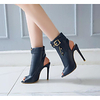 Unisex Boots Stiletto Heel Open Toe Classic Daily Walking Shoes PU Buckle Solid Colored Wine White Black / Booties / Ankle Boots