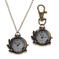 Unisex Butterfly Style Alloy Analog Quartz Keychain Necklace Watch (Bronze)