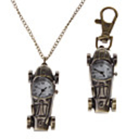 Unisex Car Style Alloy Analog Quartz Keychain Necklace Watch (Bronze)