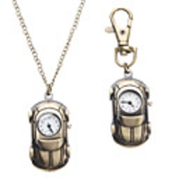 Unisex Car Style Alloy Analog Quartz Keychain Necklace Watch (Bronze)