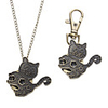 Unisex Cat Style Alloy Analog Quartz Keychain Necklace Watch (Bronze)