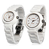 Unisex Ceramic Analog Quartz Wrist Watch (White)