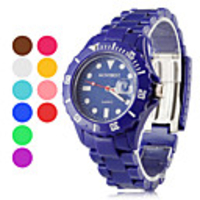 Unisex Classic Casual Style Plastic Analog Quartz Wrist Watch with Calendar (Assorted Colors)