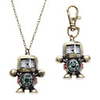 Unisex Compass Robot Style Alloy Analog Quartz Keychain Necklace Watch (Bronze)