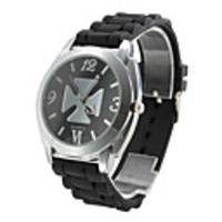 Unisex Cross Shaped Silicone Analog Quartz Wrist Watch (Black)