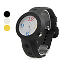 Unisex Diamond Style Silicone Analog Quartz Wrist Watch with White Face (Assorted Colors)