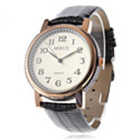 Unisex Elegant Business Design Leather Analog Quartz Wrist Watch (Black)