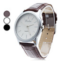 Unisex Elegant Business Style PU Analog Quartz Wrist Watch (Assorted Colors)