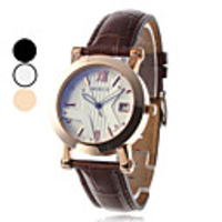 Unisex Elegant Design Leather Analog Quartz Wrist Watch (Assorted Colors)