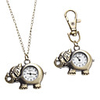 Unisex Elephant Style Alloy Analog Quartz Keychain Necklace Watch (Bronze)