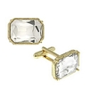 unisex gold tone rectangle crystal cuff links
