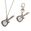 Unisex Guitar Style Alloy Analog Quartz Keychain Necklace Watch (Bronze)