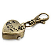 Unisex Heart-shaped Alloy Analog Quartz Keychain Watch (Bronze)