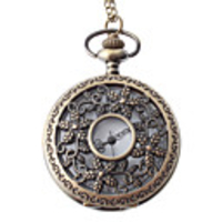 Unisex Hollow Engraving Style Steel Analog Quartz Pocket Watch (Bronze)