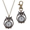 Unisex Hollow Owl Style Alloy Analog Quartz Keychain Necklace Watch (Bronze)
