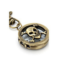 Unisex Hollow Skull Heads Alloy Analog Quartz Keychain Watch (Bronze)