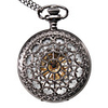 Unisex Hollow Style Alloy Analog Quartz Pocket Watch (Black)