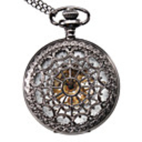 Unisex Hollow Style Alloy Analog Quartz Pocket Watch (Black)