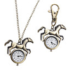 Unisex Horse Style Alloy Analog Quartz Keychain Necklace Watch (Bronze)