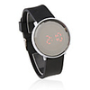 Unisex Jelly Sports Style Crystal Round Mirror Face Red Light LED Wrist Watch - Black