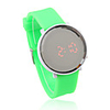 Unisex Jelly Sports Style Crystal Round Mirror Face Red Light LED Wrist Watch - Green