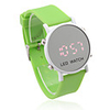 Unisex Jelly Sports Style Round Mirror Face Red Light LED Wrist Watch - Green