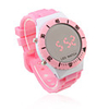 Unisex Jelly Sports Style Round Mirror Face Red Light LED Wrist Watch - Pink
