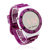 Unisex Jelly Sports Style Round Mirror Face Red Light LED Wrist Watch - Purple