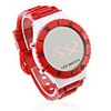Unisex Jelly Sports Style Round Mirror Face Red Light LED Wrist Watch - Red
