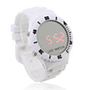 Unisex Jelly Sports Style Round Mirror Face Red Light LED Wrist Watch - White
