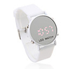 Unisex Jelly Sports Style Round Mirror Face Red Light LED Wrist Watch - White