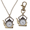 Unisex Kettle Style Alloy Analog Quartz Keychain Necklace Watch (Bronze)