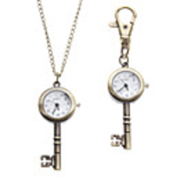 Unisex Key Style Alloy Analog Quartz Keychain Necklace Watch (Bronze)