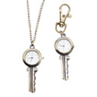 Unisex Key Style Alloy Analog Quartz Keychain Necklace Watch (Bronze)