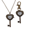 Unisex Key Style Alloy Analog Quartz Keychain Necklace Watch (Bronze)
