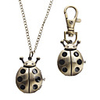 Unisex Ladybug Style Alloy Analog Quartz Keychain Necklace Watch (Bronze)