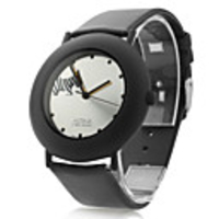 Unisex Leather Analog Quartz Wrist Watch 0687 (Black)