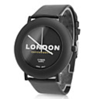 Unisex Leather Analog Quartz Wrist Watch 0687d (Black)