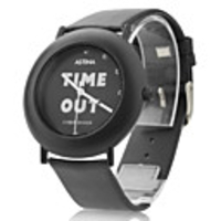 Unisex Leather Analog Quartz Wrist Watch 0687e (Black)