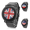 Unisex Leather Analog Quartz Wrist Watch 0687f (Black)