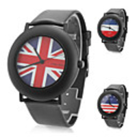 Unisex Leather Analog Quartz Wrist Watch 0687f (Black)