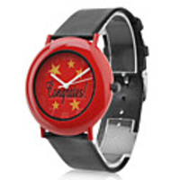 Unisex Leather Analog Quartz Wrist Watch 0687j (Black)