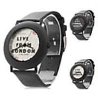 Unisex Leather Analog Quartz Wrist Watch 0687O (Black)