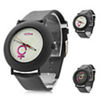 Unisex Leather Analog Quartz Wrist Watch 0687P (Black)